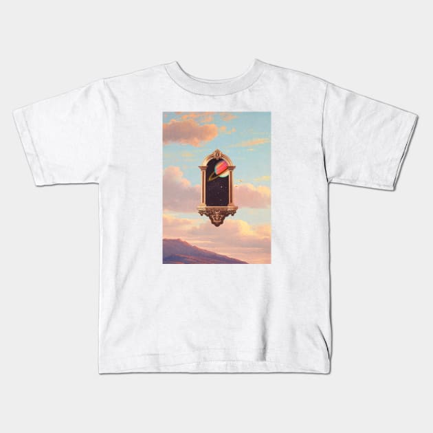 The Cosmic Window Kids T-Shirt by linearcollages